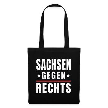 Antifaschismus Antifaschist Sachsen Gegen Rechts - Stoffbeutel - Schwarz - Vorne