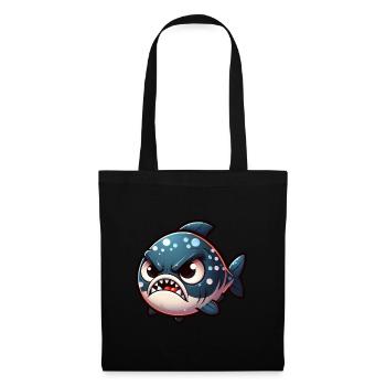 cute angry Piranha - Stoffbeutel - Schwarz - Vorne