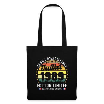 33 Ans Anniversaire Vintage Né en juillet 1989 - Sac en tissu - noir - Devant