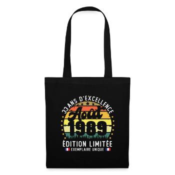 33 Ans Anniversaire Vintage Né en Août 1989 - Sac en tissu - noir - Devant