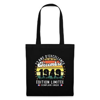73 Ans Anniversaire Vintage Né en Décembre 1949 - Sac en tissu - noir - Devant