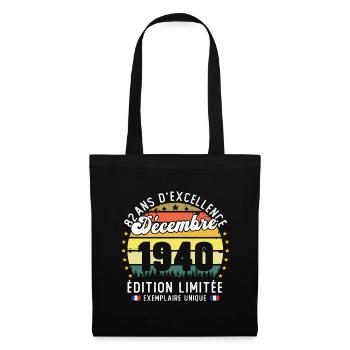 82 Ans Anniversaire Vintage Né en Décembre 1940 - Sac en tissu - noir - Devant
