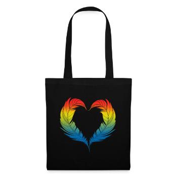 Vogelherz-Design für bunte Vogelfans - Stoffbeutel - Schwarz - Vorne