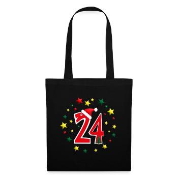 24.Dezember Weihnachten mit vielen Sternen. - Stoffbeutel - Schwarz - Vorne