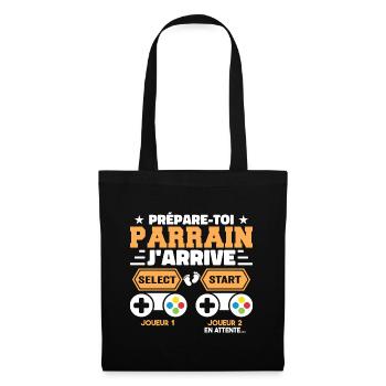 Prépare Toi Parrain J'arrive - Annonce Grossesse - Sac en tissu - noir - Devant