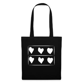 Motif rectangle de six cœurs - Sac en tissu - noir - Devant