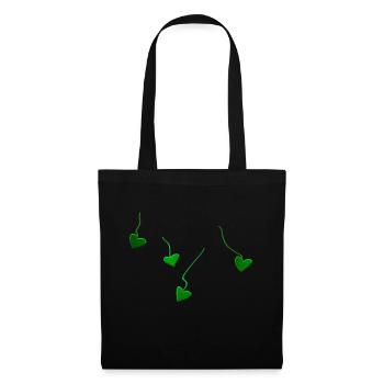 green hearts glitter lines - Tote Bag - black - Front
