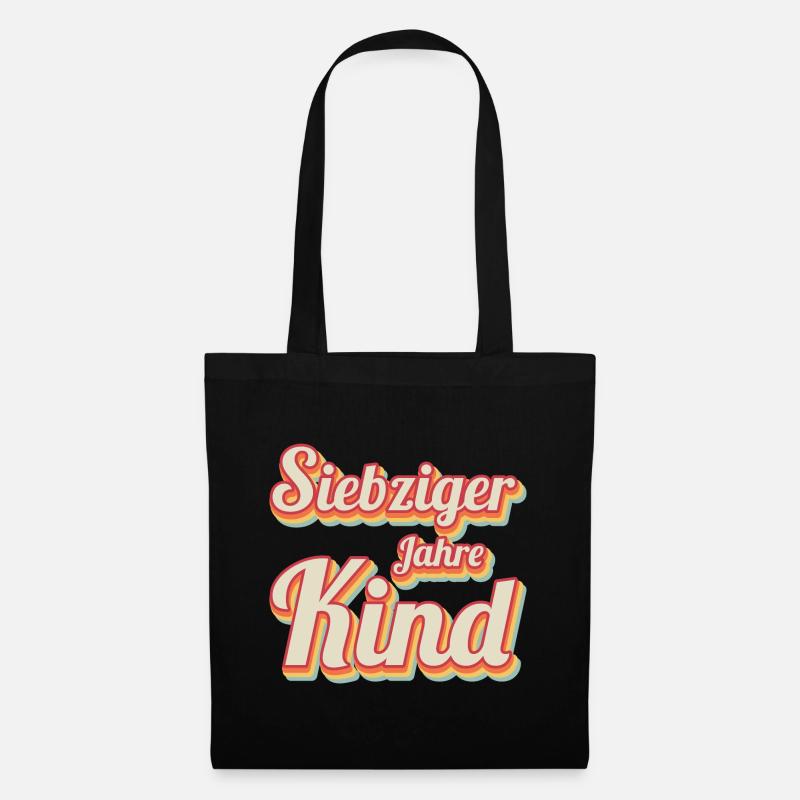 70er Jahre Kind / Retro - Stoffbeutel - Schwarz