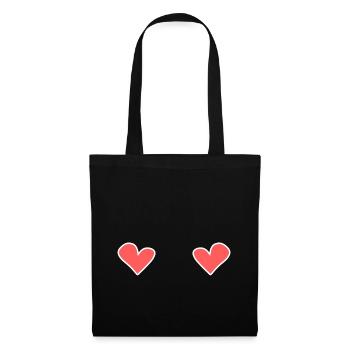 zwei herzen herz liebe formen symbol - Stoffbeutel - Schwarz - Vorne