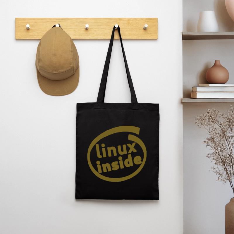LINUX INSIDE TUX PROGRAMMIERER LOGO NERD GESCHENK Stoffbeutel