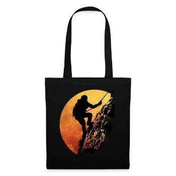 Mountaineer on mountain face (sunset) - Tote Bag - black - Front