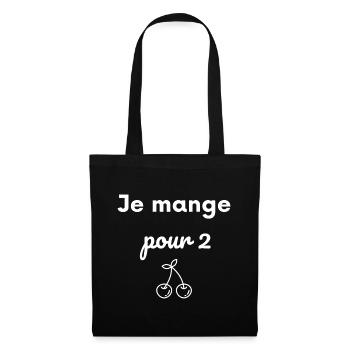 Je mange pour 2 : Annonce grossesse cerise - Sac en tissu - noir - Devant