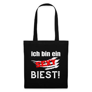 Lustig Ich bin ein sexy Biest - Stoffbeutel - Schwarz - Vorne