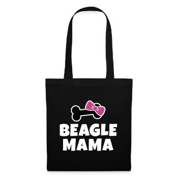 Beagle Mama Schleife - Stoffbeutel - Schwarz - Vorne