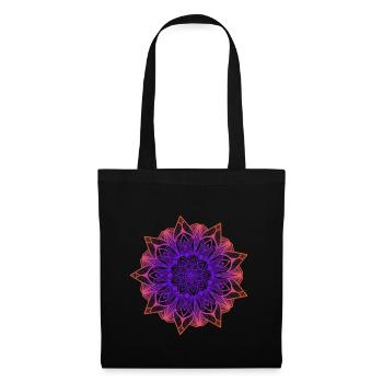 Buntes Mandala Farben Ethno Kunst Symbol Geschenk - Stoffbeutel - Schwarz - Vorne