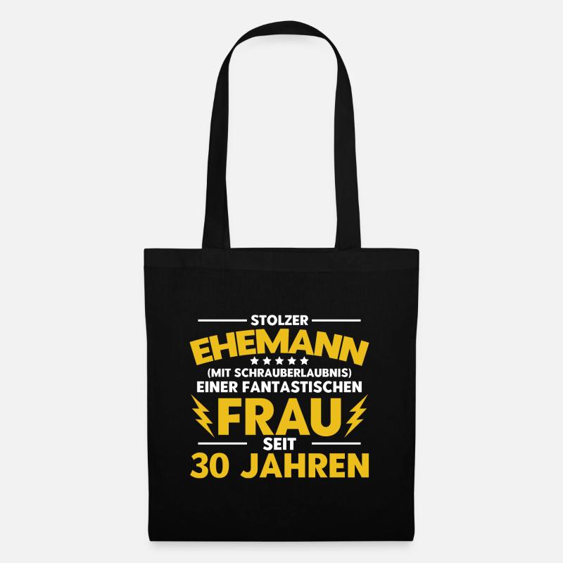 Perlenhochzeit Ehepaar 30. Hochzeitstag Geschenk - Stoffbeutel - Schwarz