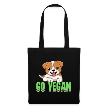Hundedesign für stolze Veganer - Stoffbeutel - Schwarz - Vorne