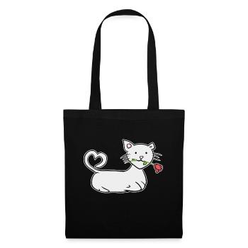 dessin animé chat rouge rose fleur animal amour - Sac en tissu - noir - Devant