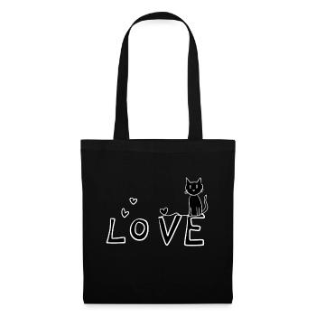 Cat cartoon love pink symbol - Tote Bag - black - Front