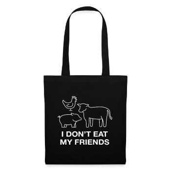 Formen von Huhn Schwein Kuh Design für Veganer - Stoffbeutel - Schwarz - Vorne
