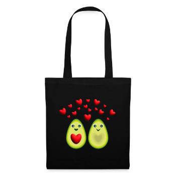 Avocado Liebe mit sehr vielen Herzen. - Stoffbeutel - Schwarz - Vorne