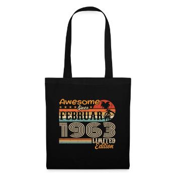 Geburtstag Vintage Geschenkidee Februar 1963 - Stoffbeutel - Schwarz - Vorne