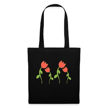 Fleur symbole fleur plante quatre roses rouges - Sac en tissu - noir - Devant