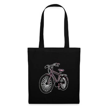 Rosa Fahrrad Frauen Mädchen - Stoffbeutel - Schwarz - Vorne