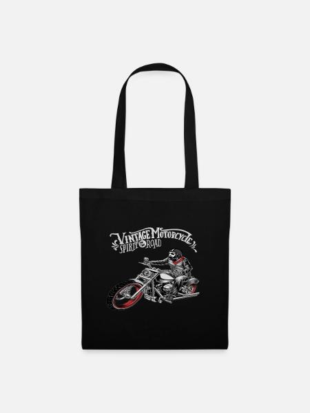 Moto chopper vélo design vintage - Sac en tissu - noir