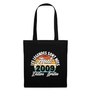 Cadeau Les légendes sont nées en Août 2009 - Sac en tissu - noir - Devant