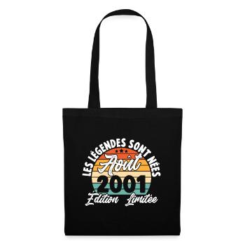 Cadeau Les légendes sont nées en Août 2001 - Sac en tissu - noir - Devant