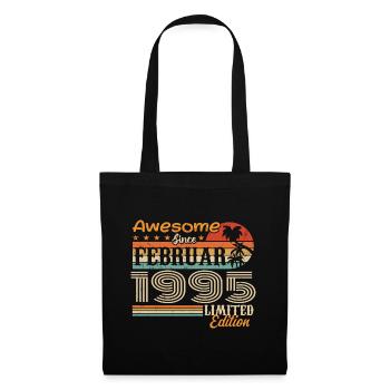Geburtstag Vintage Geschenkidee Februar 1995 - Stoffbeutel - Schwarz - Vorne