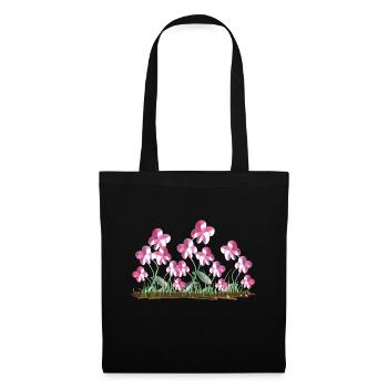 pinke blumen symbol glitzer pflanzen - Stoffbeutel - Schwarz - Vorne