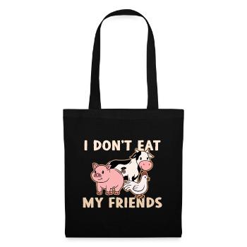 Friends of Chicken Pig Cow Design für Veganer - Stoffbeutel - Schwarz - Vorne