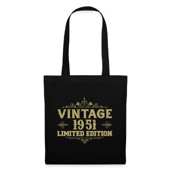 1951 Jahrgang Vintage Geburtstag Geschenk 1951 - Stoffbeutel - Schwarz - Vorne