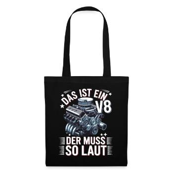 V8 Engine 8 Cylinder Displacement Car Tuning Tuner - Tote Bag - black - Front
