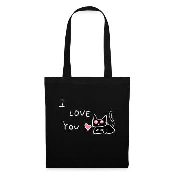 ich liebe dich katze tier - Stoffbeutel - Schwarz - Vorne