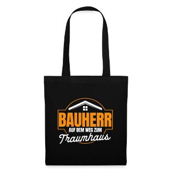 Bauherr Auf Dem Weg Zum Traumhaus Bauherr Geschenk - Stoffbeutel - Schwarz - Vorne