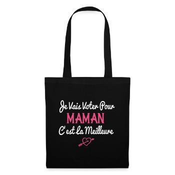 Je Vais Voter Pour Maman Cadeau Rigolo Maman - Sac en tissu - noir - Devant