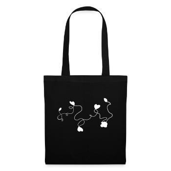 hearts heart love line leaves - Tote Bag - black - Front