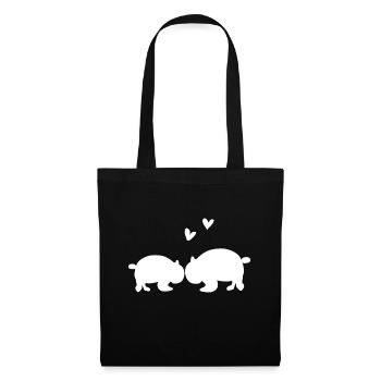 Panda Liebe Liebespaar Tier Tiere - Stoffbeutel - Schwarz - Vorne
