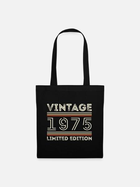 Jahrgang 1975 - Jahr 1975 Geburtstagsgeschenk 1975 - Stoffbeutel - Schwarz