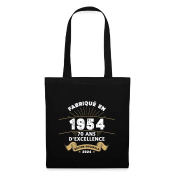 Made in 1954 70 Years of Original Excellence - Tote Bag - black - Front