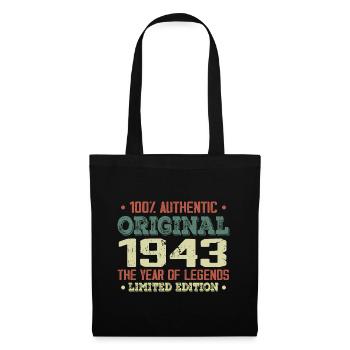 Legende seit 1943. Geboren 1943 – 81. Geburtstag - Stoffbeutel - Schwarz - Vorne