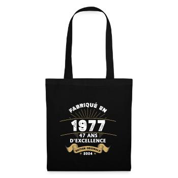 Hergestellt im Jahr 1977 47 Jahre Original-Exzellenz - Stoffbeutel - Schwarz - Vorne