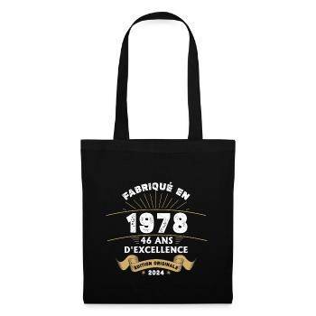 Hergestellt im Jahr 1978 46 Jahre Original-Exzellenz - Stoffbeutel - Schwarz - Vorne