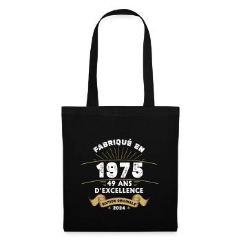 Hergestellt im Jahr 1975 49 Jahre Original-Exzellenz - Stoffbeutel - Schwarz - Vorne