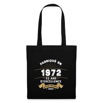 Hergestellt im Jahr 1972 52 Jahre Original-Exzellenz - Stoffbeutel - Schwarz - Vorne