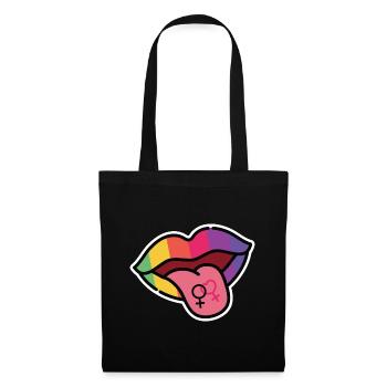 Lesbian, Mouth, Tongue, Rainbow Flag, CSD - Tote Bag - black - Front