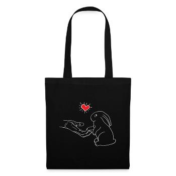 Kaninchen Human Love Design für Kaninchenliebhaber - Stoffbeutel - Schwarz - Vorne